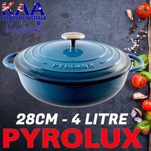 Pyrolux Pyrochef Cast Iron Casserole Dish 28cm - 4 Litre Blue