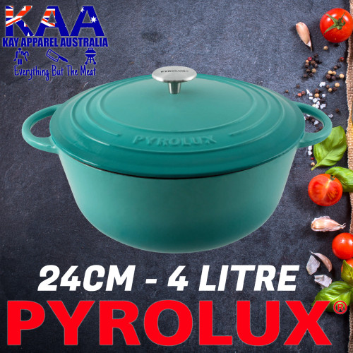 Pyrolux Pyrochef Cast Iron Casserole Dish 24cm - 4 Litre Aqua Marine