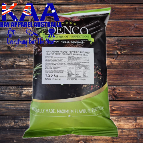 Denco Creamy French Pepper Gourmet Sausage Meal, Premix, Seasoning 1.25kg Bag Denco Creamy French Pepper Gourmet Sausage Meal, Premix, Seasoning 1.25kg Bag