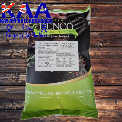 Denco Lemon & Garlic Gourmet Sausage Meal, Premix, Seasoning 1.25kg Bag Denco Lemon & Garlic Gourmet Sausage Meal, Premix, Seasoning 1.25kg Bag