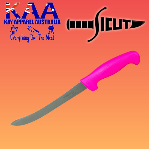 SICUT 8" Semi Flex Curved Blade Filleting Knife Pink – High-Carbon Stainless Steel with Ergonomic Polypropylene Handle