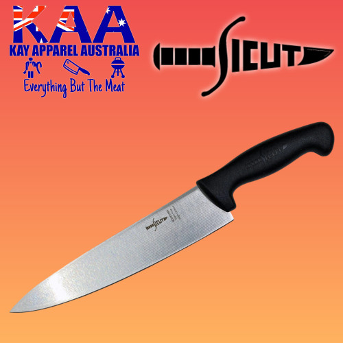 SICUT 10″ Cooks Knife Black – High-Carbon Stainless Steel with Ergonomic Polypropylene Handle