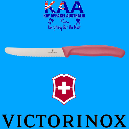 Victorinox Round Tip Wavey Edge Steak Knife RASBERRY SORBET 11cm