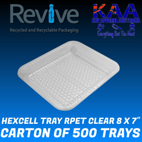 HEXCELL Plastic Meat Tray RPET CLEAR 8x7 INCH Carton of 500