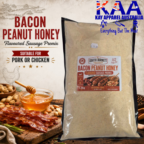Bacon Peanut Honey Flavoured Gourmet Sausage Meal, Premix, Seasoning 1.3kg Bag