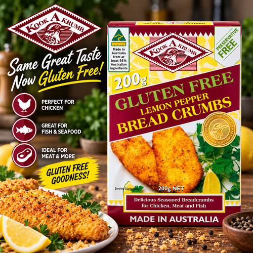 KooKaKcrumb Lemon Pepper Breadcrumbs 200g Gluten Free