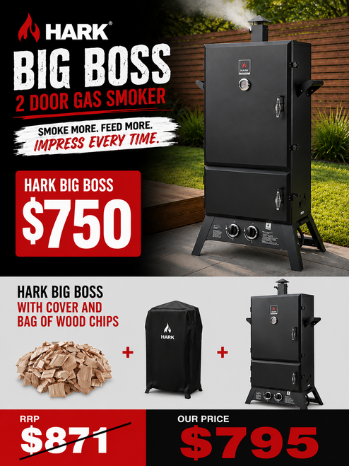Hark Big Boss 2 Door Gas Smoker + COVER & WOOD CHIPS DEAL