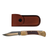 SICUT Traditional Lockback Folding Knife 5 inch with Leather Belt Pouch Sawcut Handle