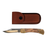 SICUT Traditional Lockback Folding Knife 5 inch with Leather Belt Pouch Burlwood Handle