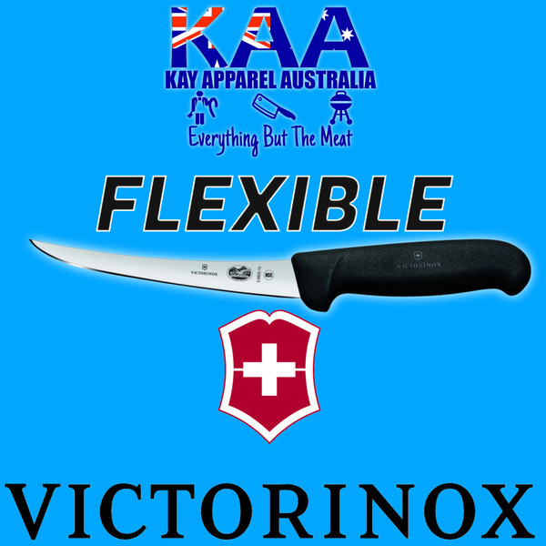 Victorinox Butchers Boning Knife 6" Black Flexible Narrow Curved 5.6613.15