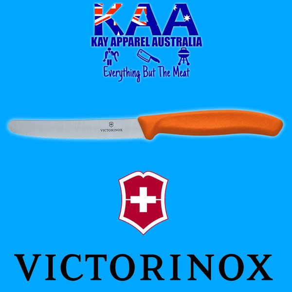 Victorinox Round Tip Wavey Edge Steak Knife ORANGE 11cm, 6.7836.L119
