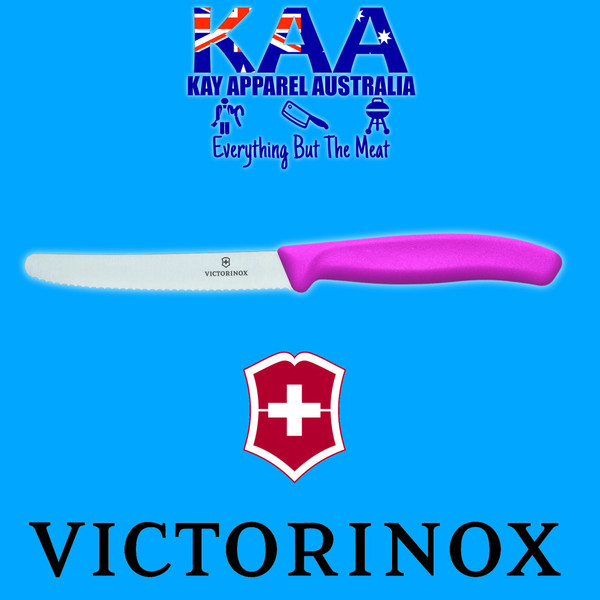 Victorinox Round Tip Wavey Edge Steak Knife PINK 11cm