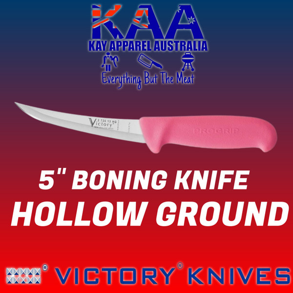 Victory Pro Grip Hollow Ground Narrow Curved Boning knife 5" Pink