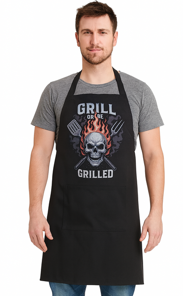 BBQ Apron With Pocket "GRILL OR GRILLED" printed