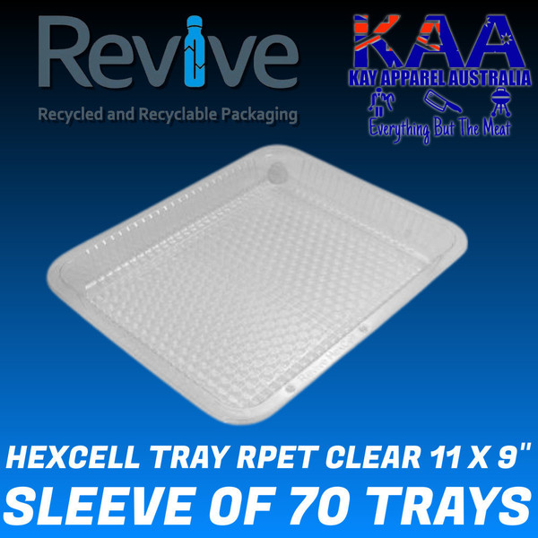 HEXCELL Plastic Meat Tray RPET CLEAR 11X9 INCH Sleeve of 70