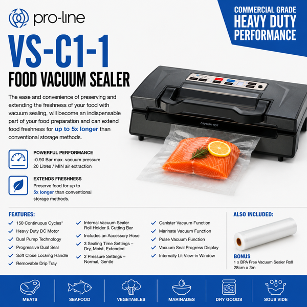 ​ProLine VACUUM FOOD SEALER - VS-C1-1 BLACK FOOD SAVER MACHINE