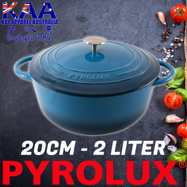 Pyrolux Pyrochef Cast Iron Casserole Dish 20cm - 2 Litre Blue