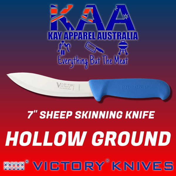 Victory Pro Grip Hollow Ground Sheep Skinning knife 6" Blue