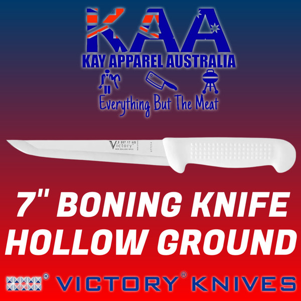 Victory Hollow Ground Y Cut Wide Straight Boning knife 7" White