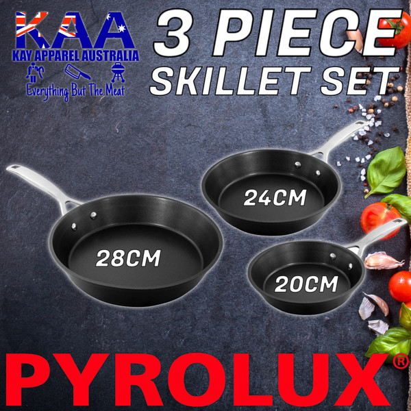 Pyrolux Ignite 3 Piece Skillet Set Non-Stick 20, 24, 28cm QuanTanium