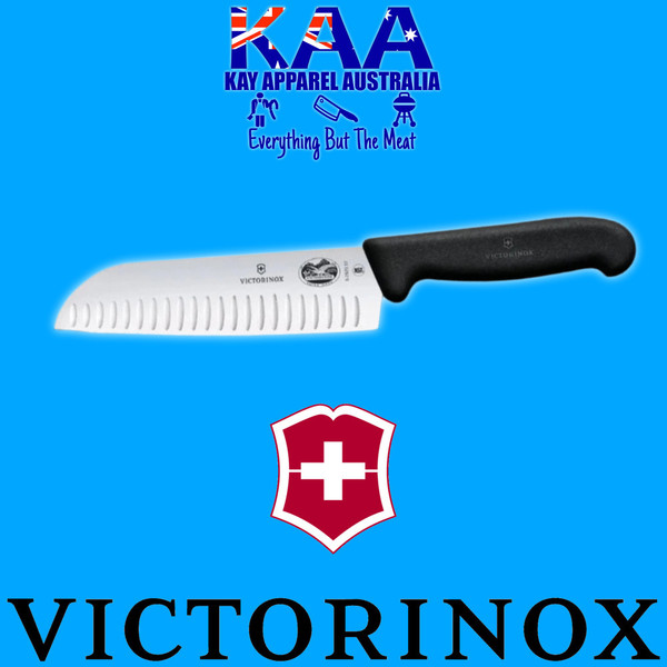 Victorinox Fibrox Fluted Santoku Knife Black 17cm, 5.2523.17