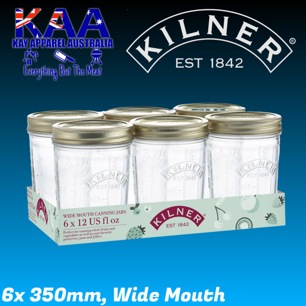 Kilner 6 Piece Genuine Wide Mouth Preserve Jars 350ml