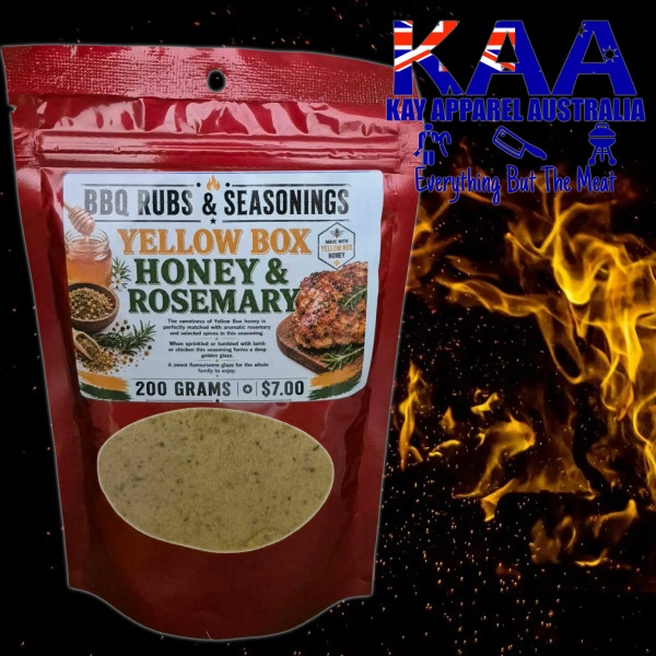BBQ Rubs, Yellow Box Honey & Rosemary BBQ Rub 200 Grams