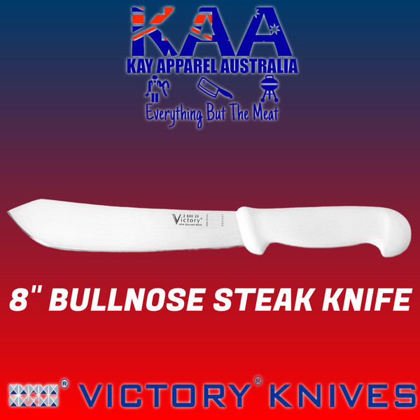 Victory Butchers Bullnose Wide Blade Slicing Steak Knife 8" White