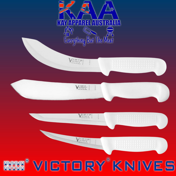 Victory Butchers Knife Set, Skinning, Boning, Slicing knife Set of 4, White
