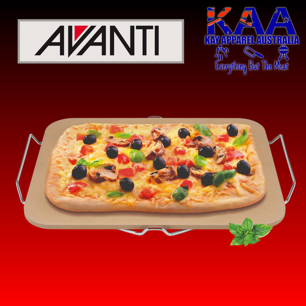 Avanti Rectangular Pizza Stone with Rack - 30 x 38cm 12258