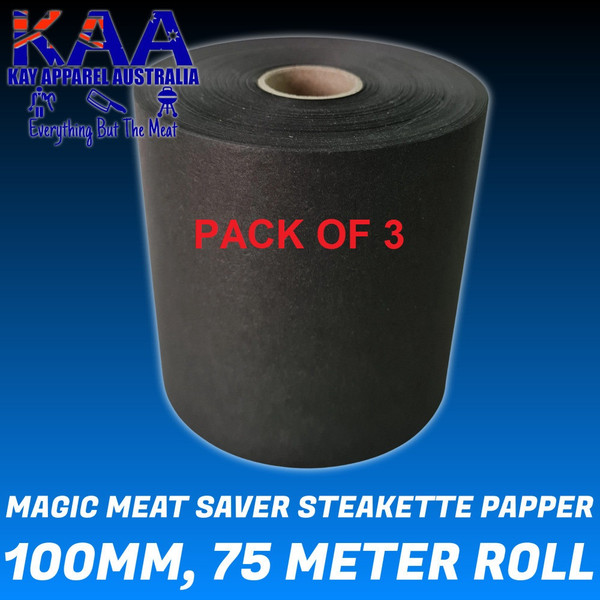 Steakette Paper Black 100mm, 75 meters Per Roll, PACK OF 3