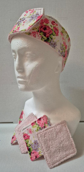 SPA HEADBAND & 4 FACE WIPES PALE PINK