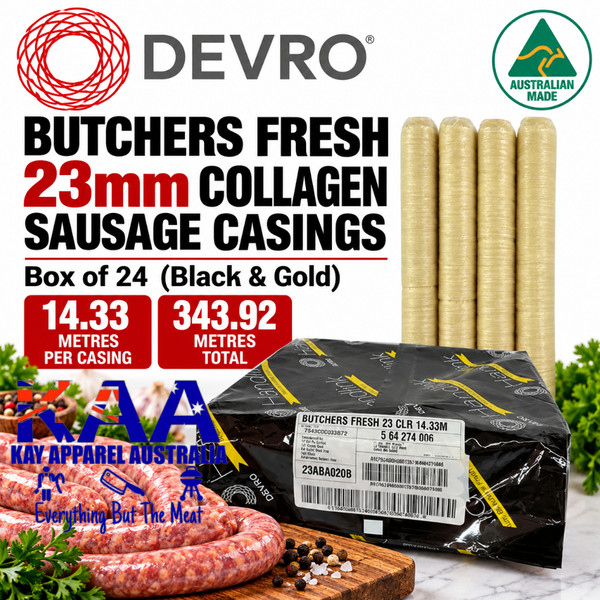 Devro Butchers Fresh 23 mm Collagen Sausage Casings Box of 24 Black & Gold
