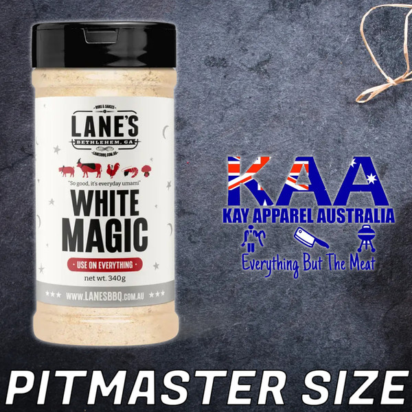 LANES BBQ WHITE MAGIC BBQ RUB 340 GRAMS PITMASTER SIZE
