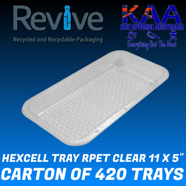 HEXCELL Plastic Meat Tray RPET CLEAR 11X5 INCH Carton of 420