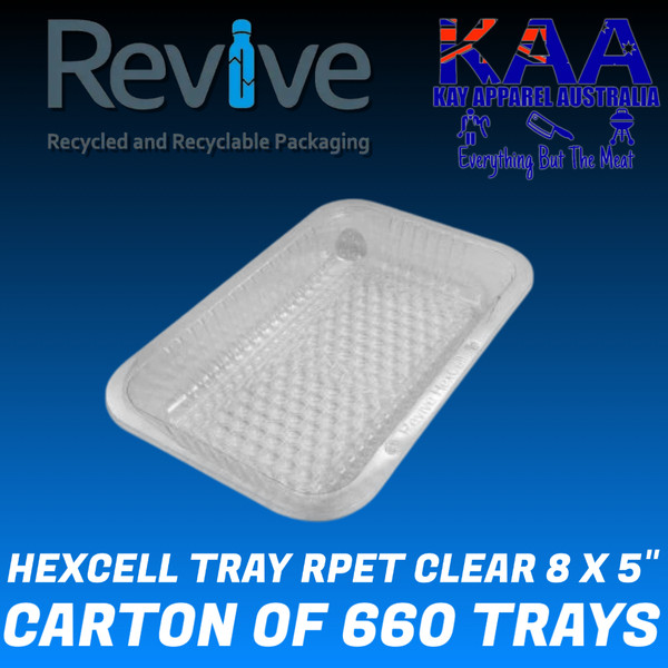 HEXCELL Plastic Meat Tray RPET CLEAR 8x5 INCH Carton of 660