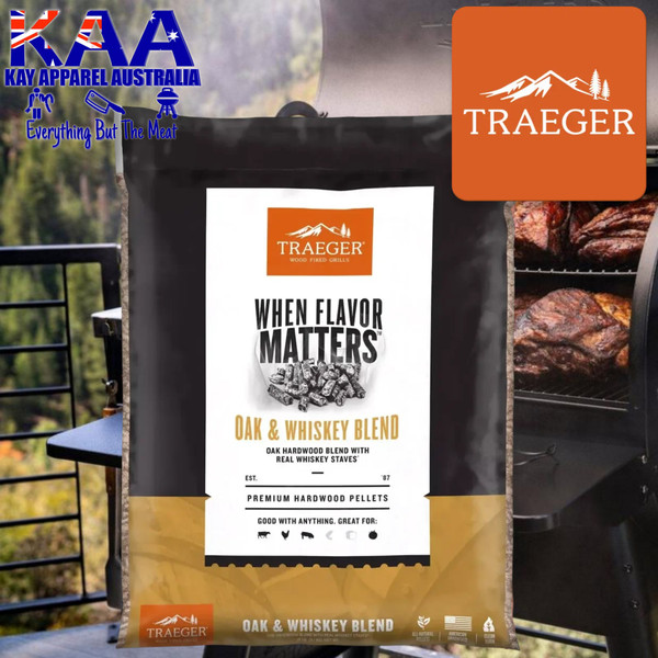 TRAEGER OAK & WHISKEY BLEND BBQ WOOD PELLETS 9KG
