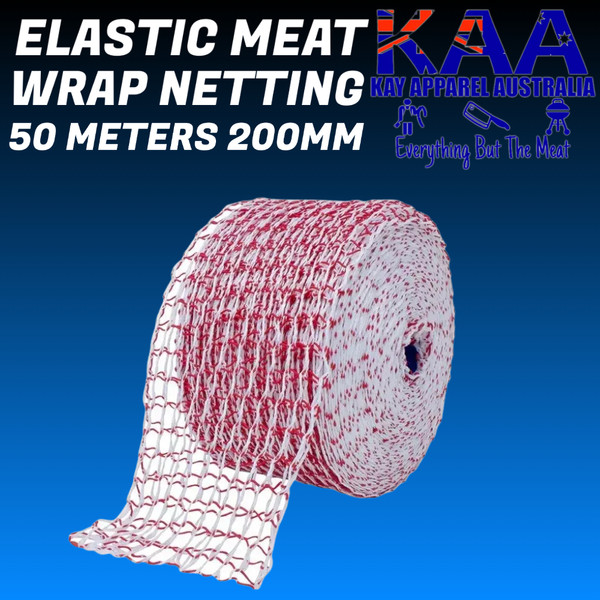 Elastic Meat Wrap Netting 50 Meters Roll 200mm Red & White