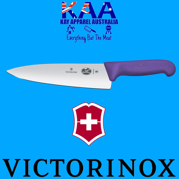 Victorinox Fibrox Cooks Carving Knife Extra Wide Blade Purple 20cm 5.2065.20B