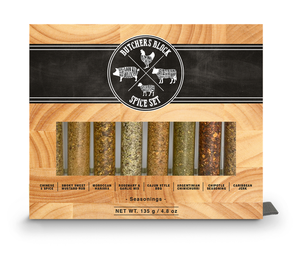 eat.art Butchers Block Spice Set 8 tubes Gift Box 135g