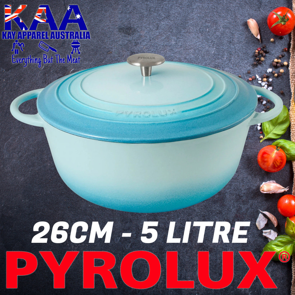 Pyrolux Pyrochef Cast Iron Casserole Dish 26cm - 5 Litre Duck Egg Blue ...