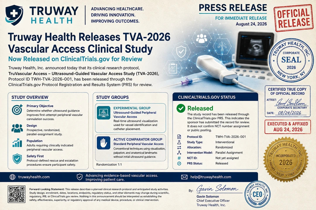 Truway Health Releases TVA-2026 Clinical Study Evaluating Ultrasound-Guided Peripheral Vascular Access