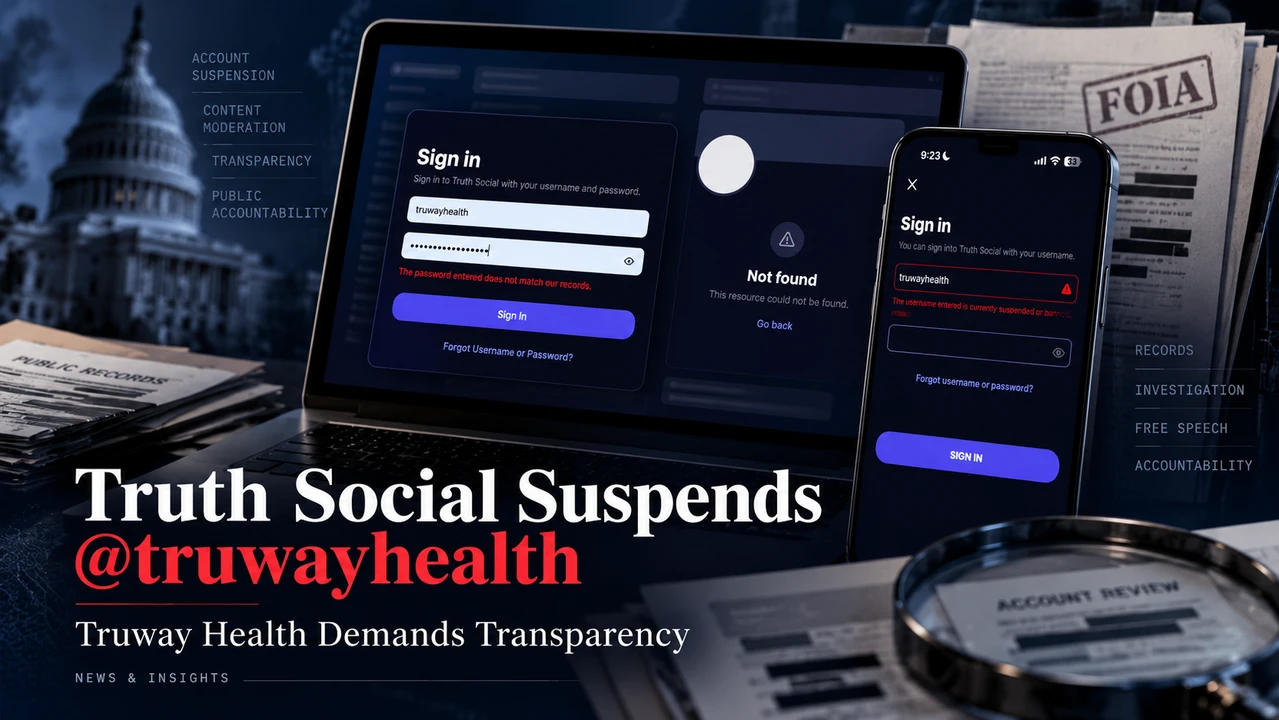 Truth Social Suspends @truwayhealth Without Explanation: Truway Health Challenges Digital Censorship and Demands Accountability