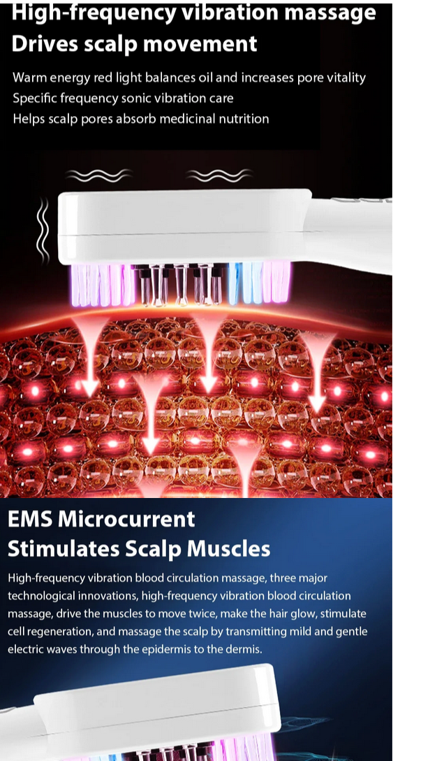 EMS Scalp Massage Comb with LED Light Therapy