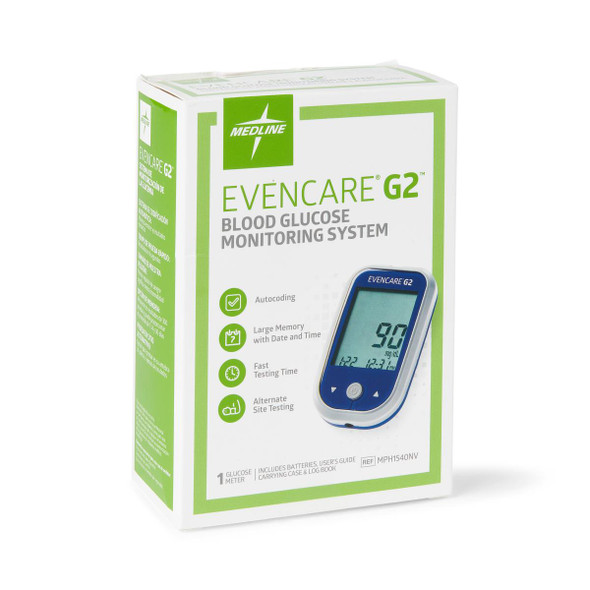 EVENCARE G2 Blood Glucose Monitoring Meter, Batteries, Carrying Case, User's Guide, and Log Book