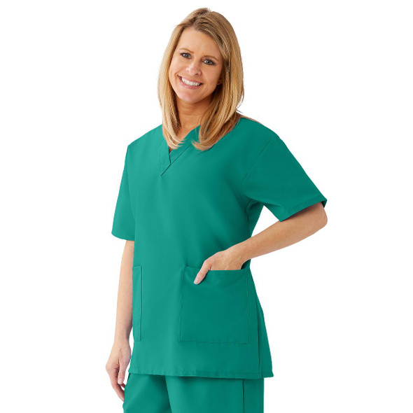 AngelStat Women's V-Neck Tunic Scrub Tops with 2 Pockets - Emerald