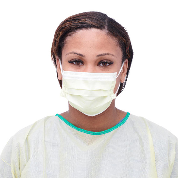 Medline ASTM Level 1 Procedure Face Mask with Ear Loops, Yellow