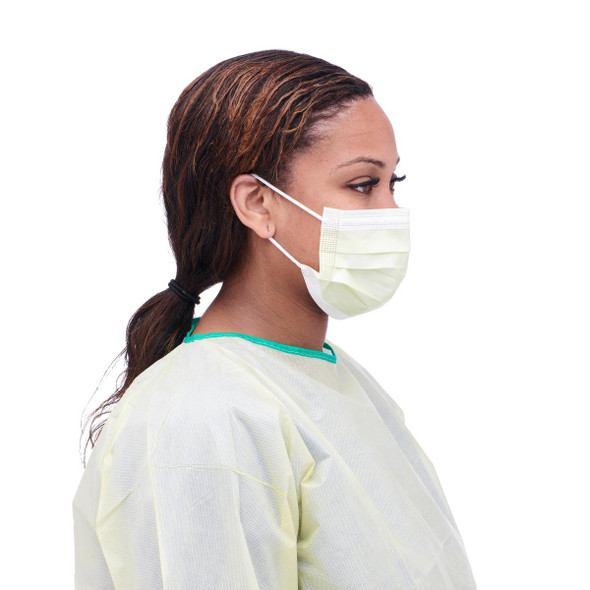 Medline ASTM Level 1 Procedure Face Mask with Ear Loops, Yellow