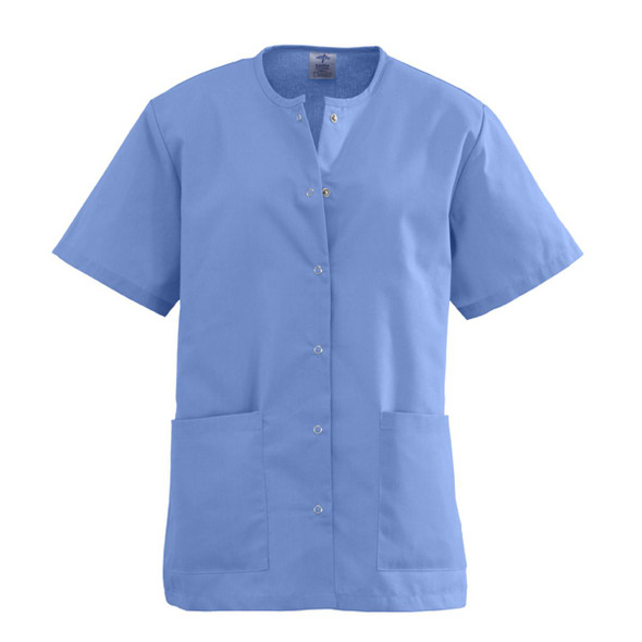 Medline Women's Snap-Front Jewel-Neckline Scrub Tops - Ceil Blue