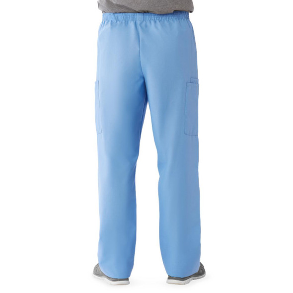 AngelStat Unisex Cargo Scrub Pants with Elastic Waist - Ceil Blue